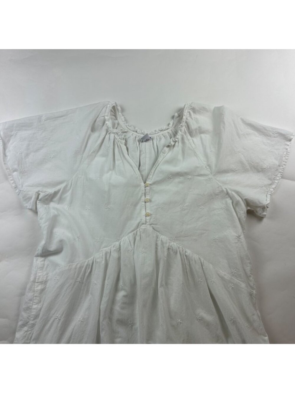 Old Navy White Cotton Eyelet Babydoll Mini Dress L - Picture 2 of 8
